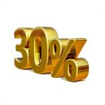 3d Gold 30 Thirty Percent Discount Sign Stock Photo