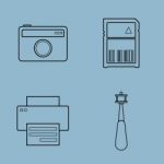 Camera Accessories Line Icon Set Stock Photo