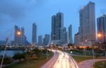 Panama City At Evening Time Stock Photo