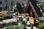 Well Kept Graveyard At The Maria Hilf Pilgrimage Church In Halls Stock Photo