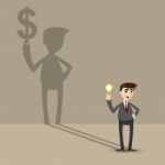 Cartoon Businessman Holding Idea Bulb Stock Photo