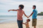 Family On The Beach Stock Photo