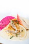 Sea Bream Fillet Butter Pan Fried Stock Photo