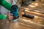 Hands Of A Carpenter Planed Wood Stock Photo