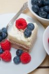 Fresh Raspberry And Blueberry Cake Stock Photo