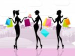 Shopper Women Shows Commercial Activity And Adults Stock Photo