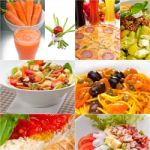 Healthy Vegetarian Vegan Food Collage Stock Photo