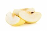 Sliced Yellow Pear Isolated Stock Photo