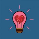 Heart Love Light Bulb Flat Design Icon  Illustration Stock Photo