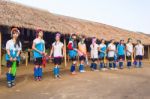 Karen Tribal Girls From Padaung Long Neck Hill Tribe Village Stock Photo