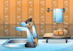 Cartoon  Illustration Interior Fitness Room With Separated Layers Stock Photo