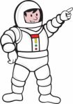 Cartoon Astronaut Standing Pointing Stock Photo