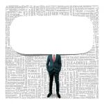 Businessman with speech bubble Stock Photo