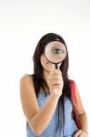 Magnifying Eye Of Girl Stock Photo