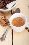 Espresso Coffee With Sugar And Spice Stock Photo