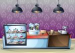 Cartoon  Illustration Interior Cafe Room With Separated Layers Stock Photo