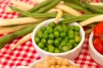 Variety Of Kitchen Ingredients With Fresh And Dried Legumes Stock Photo