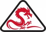 Red Dragon Silhouette Triangle Retro Stock Photo