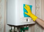 Woman Washing Cloth Boiler Stock Photo