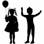 Silhouettes Of Kids Stock Photo