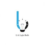 L-letter/alphabet Icon And Light Bulb Abstract Logo Design Stock Photo