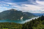 View Of The Countryside From Zwölferhorn Mountain Stock Photo