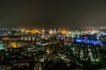 Scenic Of Hamburg Night Cityscape Stock Photo