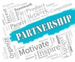 Partnership Words Indicates Working Together And Cooperation Stock Photo