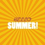 Hello Summer On Sunburst Pattern Stock Photo