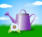 Watering Can Represents Gardens Outdoors And Plants Stock Photo