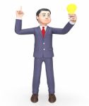 Lightbulb Businessman Means Render Illustration And Think 3d Ren Stock Photo