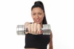 Body Of Slim Female In Activewear Doing Exercise With Dumbbells Stock Photo