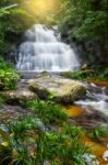 Mun Dang Waterfall In Deep Forest Fresh Green Rain Season In Tha Stock Photo