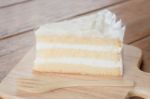 Coconut Sponge Cake With Whipped Cream Stock Photo