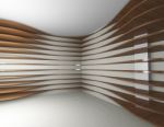 Curve Wood Shelfs, Abstract Interior Stock Photo