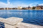 Promenade Near The Lake In The City Stock Photo