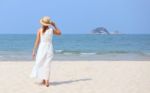 Woman On Beach Stock Photo