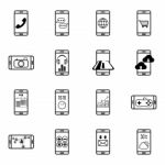 Set Of Mobile Function Line Icon Stock Photo