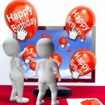 Happy Birthday Balloons Show Festivities And Invitations Interne Stock Photo