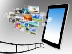 Tablet Pc With Streaming Images Stock Photo