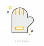 Thin Line Icons, Oven Glove Stock Photo