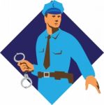 Policeman Handcuffs Diamond Retro Stock Photo