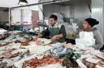 Fresh Fish Market Stall In Monza Stock Photo