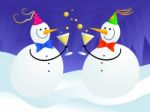 Snowman Christmas Party Stock Photo