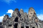 Bayon Temple With Giant Stone Faces, Angkor Wat, Siem Reap, Cambodia Stock Photo