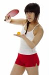 Lady serving pingpong Stock Photo