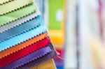 Colorful Fabric Samples Background Stock Photo