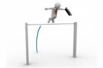 3d Business Man Pole-vaulting Stock Photo