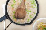 Hearty Middle Eastern Chickpea And Barley Soup Stock Photo