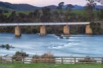 Country Bridge And River In Tasmania Stock Photo